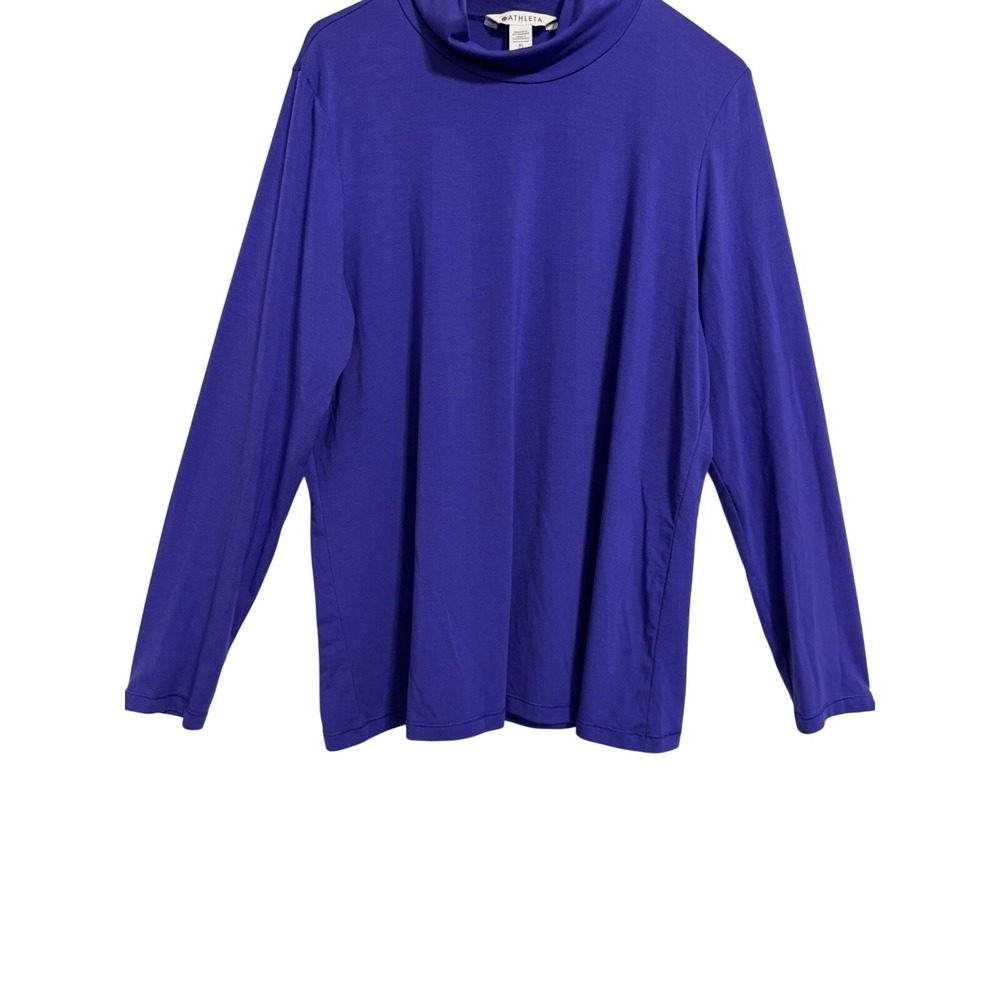 Athleta Womens XL Purple Mock Neck Long Sleeve Activewear Top Soft Knit Layering - Picture 5 of 8